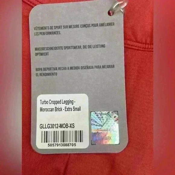 GYMSHARK Turbo Women Sport Leggings Orange Logo Stretch Capri Activewear Medium - Picture 8 of 8